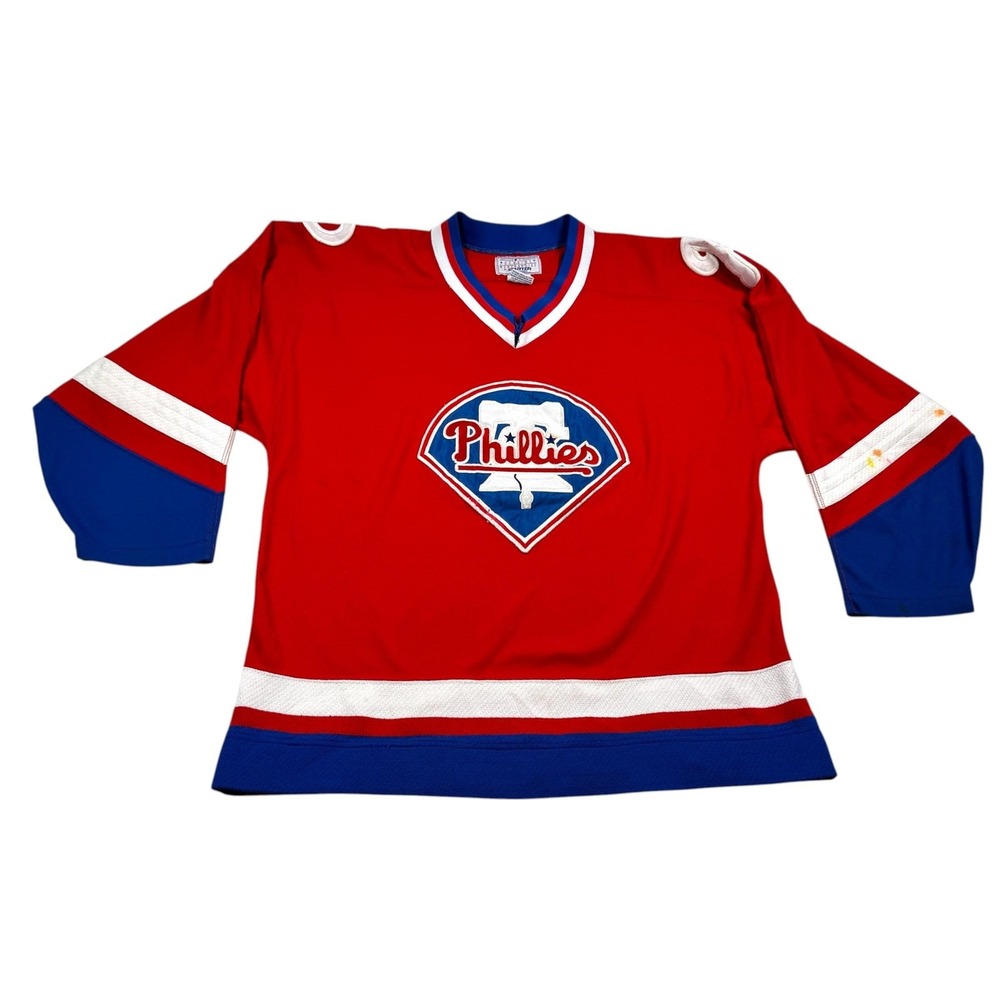 Vintage Philadelphia Phillies Jersey Mens Large Red MLB Baseball Starter 90s